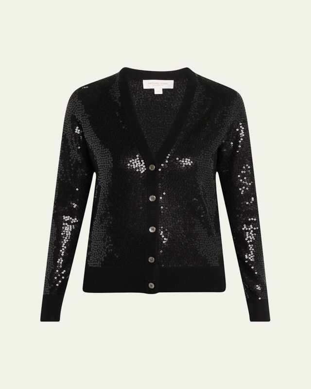 Sequined Cashmere V-Neck Cardigan